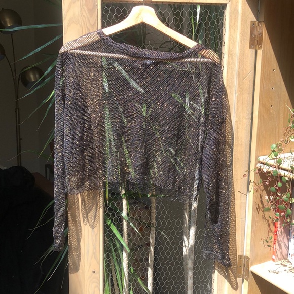 Riot Queen | Tops | Riot Queen Black And Gold Mesh Cropped Top | Poshmark